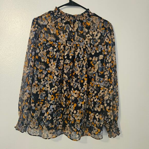 Zac & Rachel Mock Neck Floral Blouse Sz Medium - Picture 6 of 10